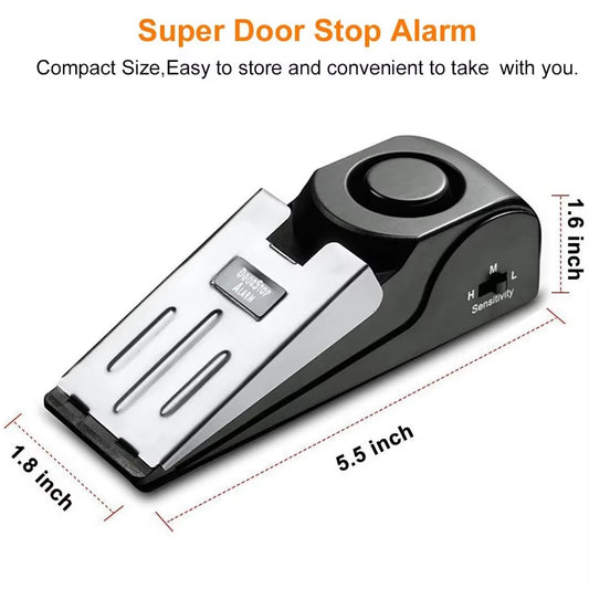 1Pc Door Stopper Alarm Portable 120Db Wedge Security Floor Door Stops Adjustable Sensitivity for Home Dormitory Traveling