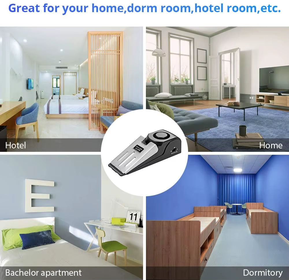 1Pc Door Stopper Alarm Portable 120Db Wedge Security Floor Door Stops Adjustable Sensitivity for Home Dormitory Traveling