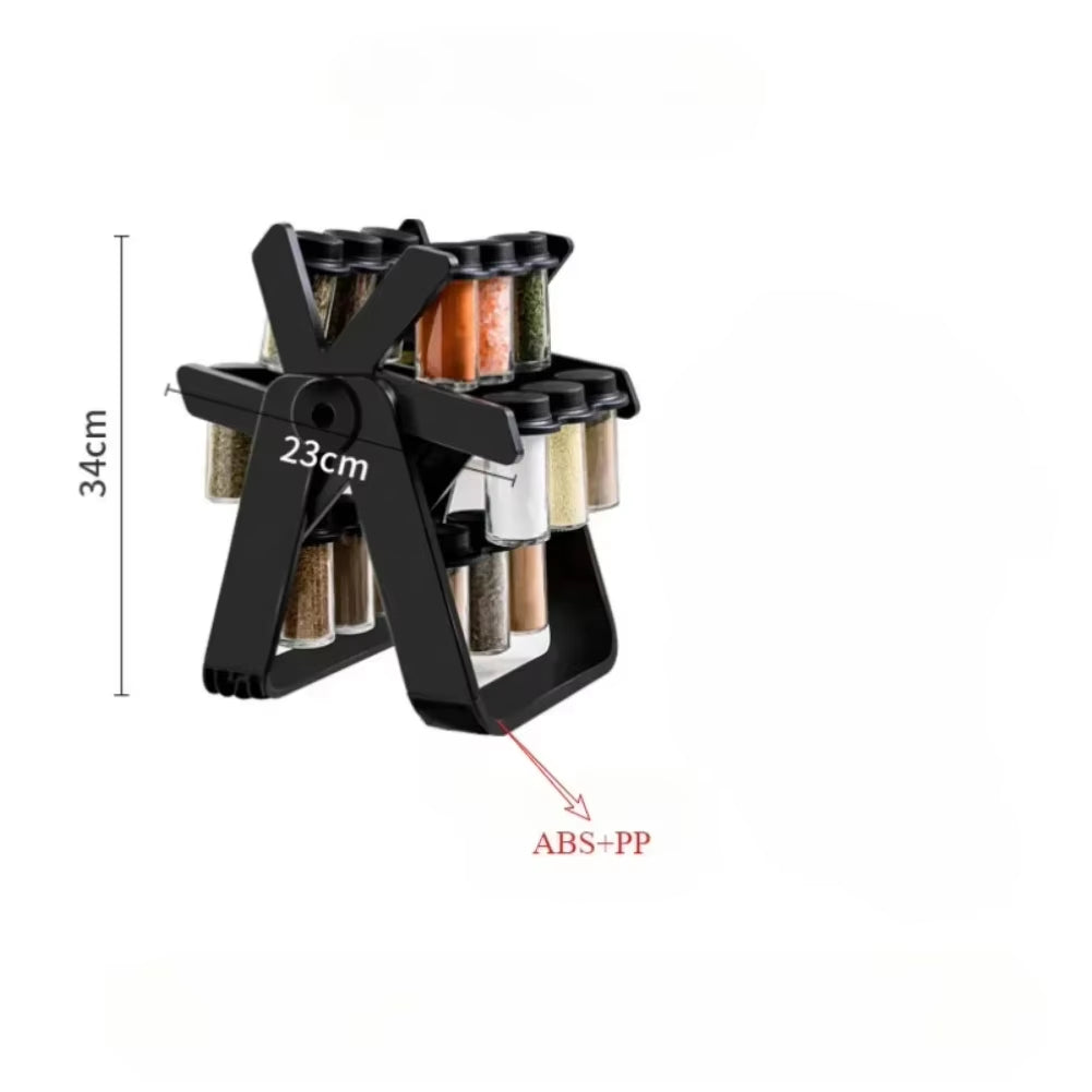 Household Rotating Storage Rack Rotating Glass Spice Rack Set Kitchen Storage Rack Spice Storage Rack Seasoning Storage Rack