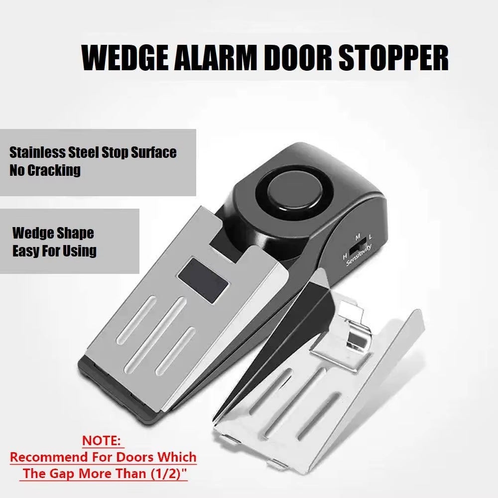 1Pc Door Stopper Alarm Portable 120Db Wedge Security Floor Door Stops Adjustable Sensitivity for Home Dormitory Traveling